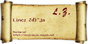 Lincz Zója névjegykártya